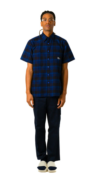 Short Sleeve Navy Flannel