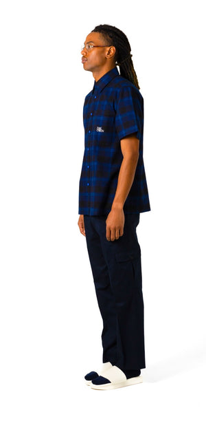 Short Sleeve Navy Flannel