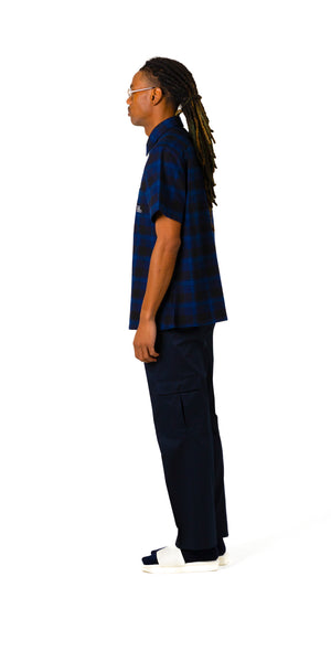 Short Sleeve Navy Flannel