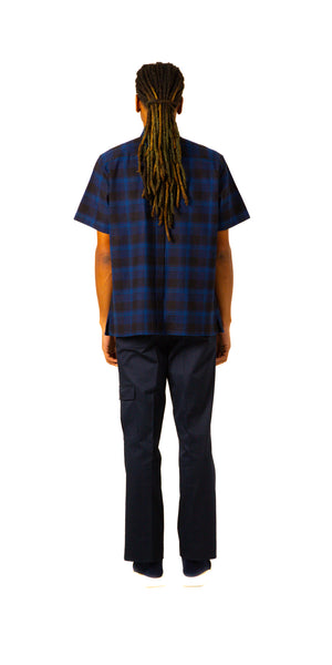 Short Sleeve Navy Flannel