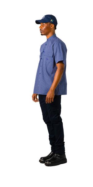 Short Sleeve Navy Button Up Shirt