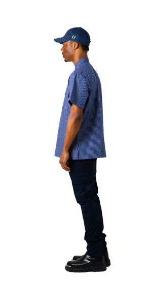 Short Sleeve Navy Button Up Shirt